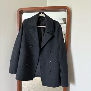 ASOS wool blend pea coat in dark grey